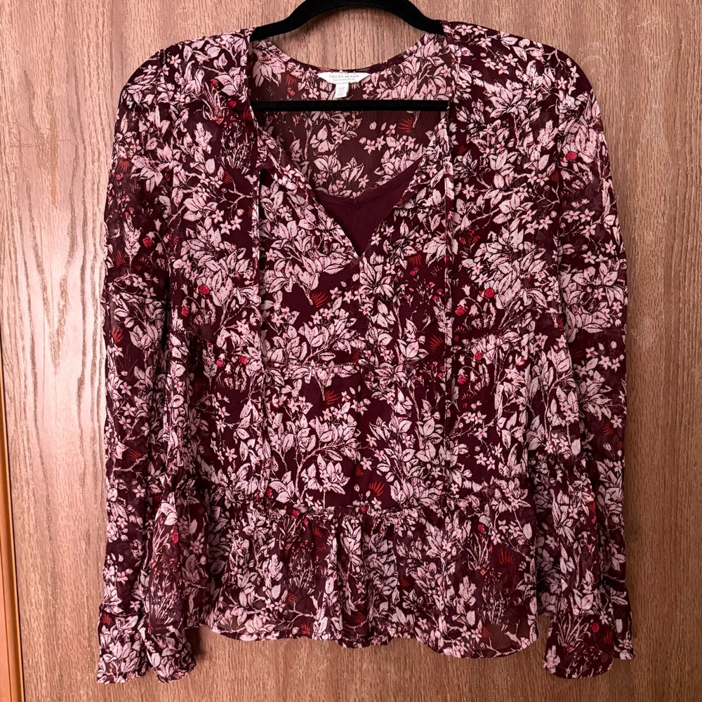 Floral Burgundy Women's Top
